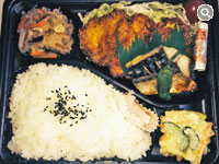 注文弁当(インド風チキンカツと鯖の塩焼き、切干し大根、マカロニサラダ、漬物)